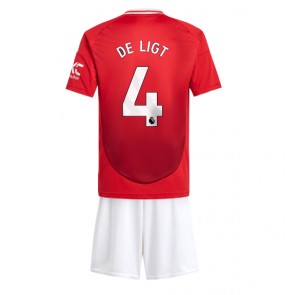 Manchester United Matthijs de Ligt #4 Dětské Domácí dres komplet 2024-25 Krátký Rukáv (+ trenýrky)